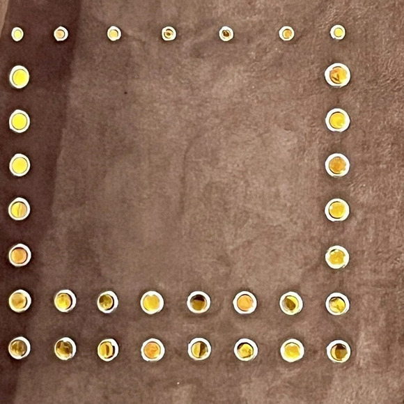 Zara| Camel Brown Faux Suede Stud Embellished A-Line  Short Skirt Size US Large - Picture 3 of 6